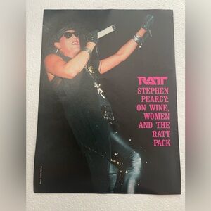 RATT Stephen Pearcy pinup - Black with Pink Text